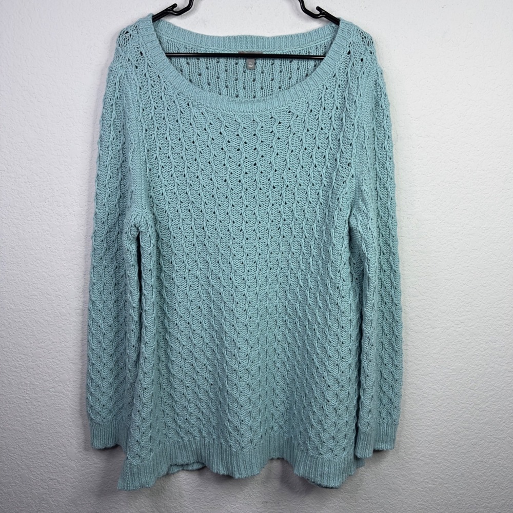 Talbots Sweater Women XL Blue Wool Blend Cable Knit Cottagecore Preppy Coastal